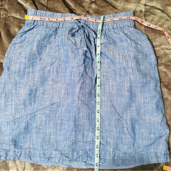 Talbots Linen Blend Lined Skirt Blue Pockets Drawstring Waist Athleisure Lounge - Picture 9 of 10